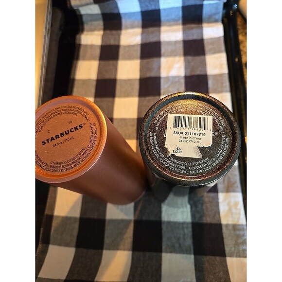 Starbucks Tumblers Set Of 2 Black and‎ Rose Gold Stainless Steel Cups - Picture 5 of 9
